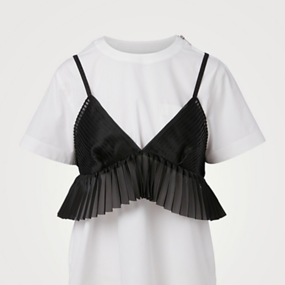 Black and White Pleated Hem Bralette - Picture 5 of 5